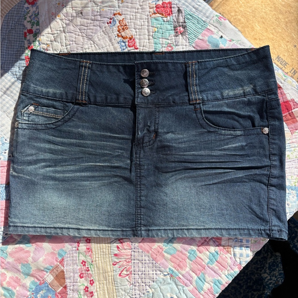 LEI Dark Blue Denim super Mini Skirt grunge y2k 90s indie